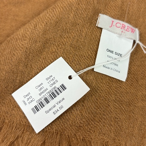 NEW J. Crew 100% Wool Fringed Scarf - Picture 2 of 4